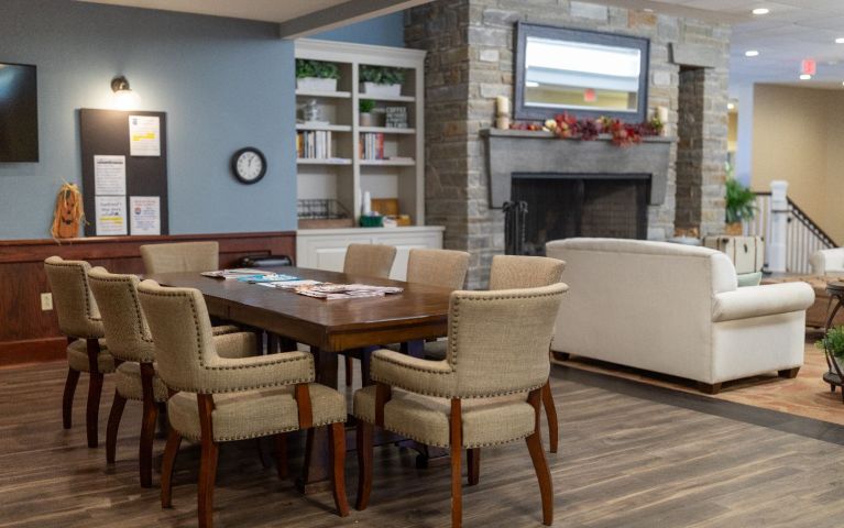 Fireplace and lounge