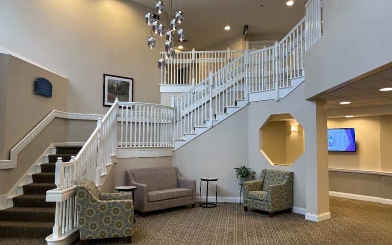 Greenridge Place interior lobby and staircase