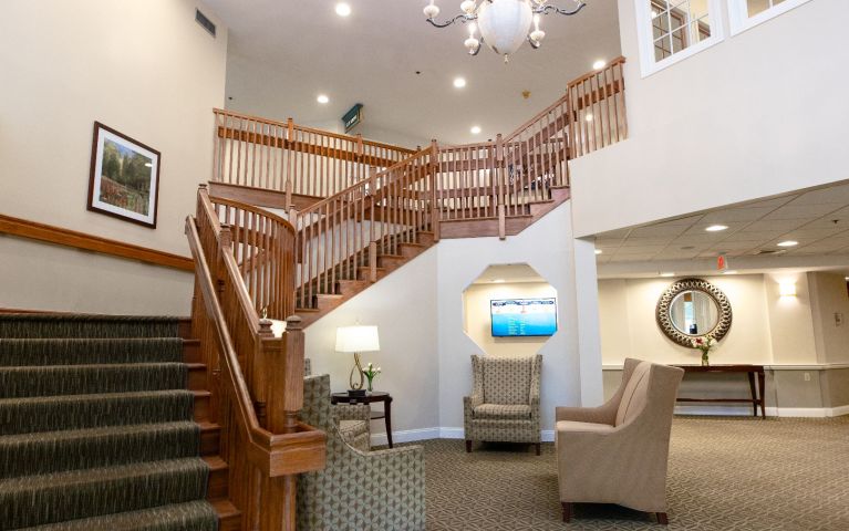Greenridge Place interior lobby and staircase