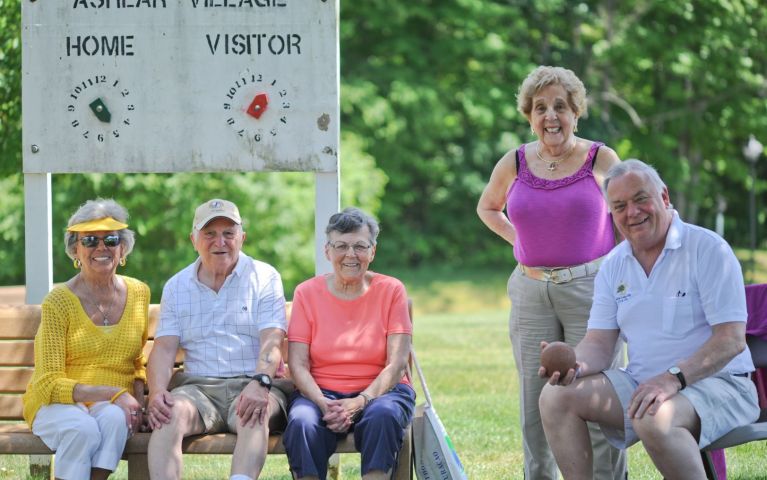 Our bocce courts are a popular meeting spot